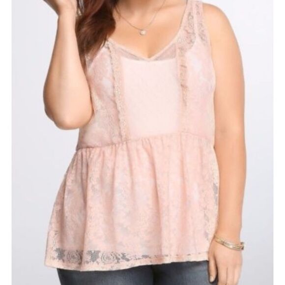 Torrid peach lace sheer cami tank top size 2 2x - Picture 1 of 7